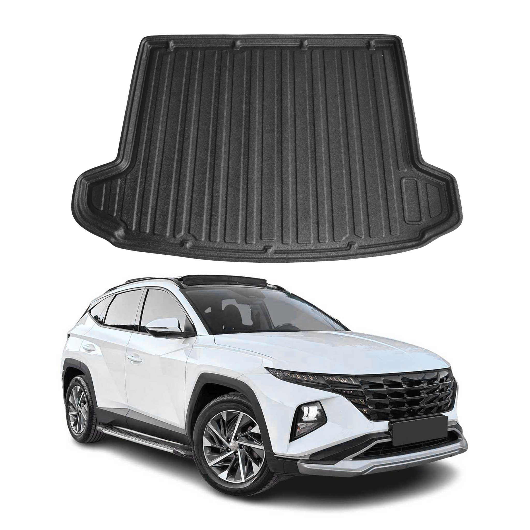 ELMASLINE Kofferraumwanne Für Hyundai Tucson 4 (NX4) 2021–2025 – Extra Hoher Rand (5 Cm) – TPE-Material – Passgenau, Ohne Subwoofer & Nicht Für Plug-in-Hybrid