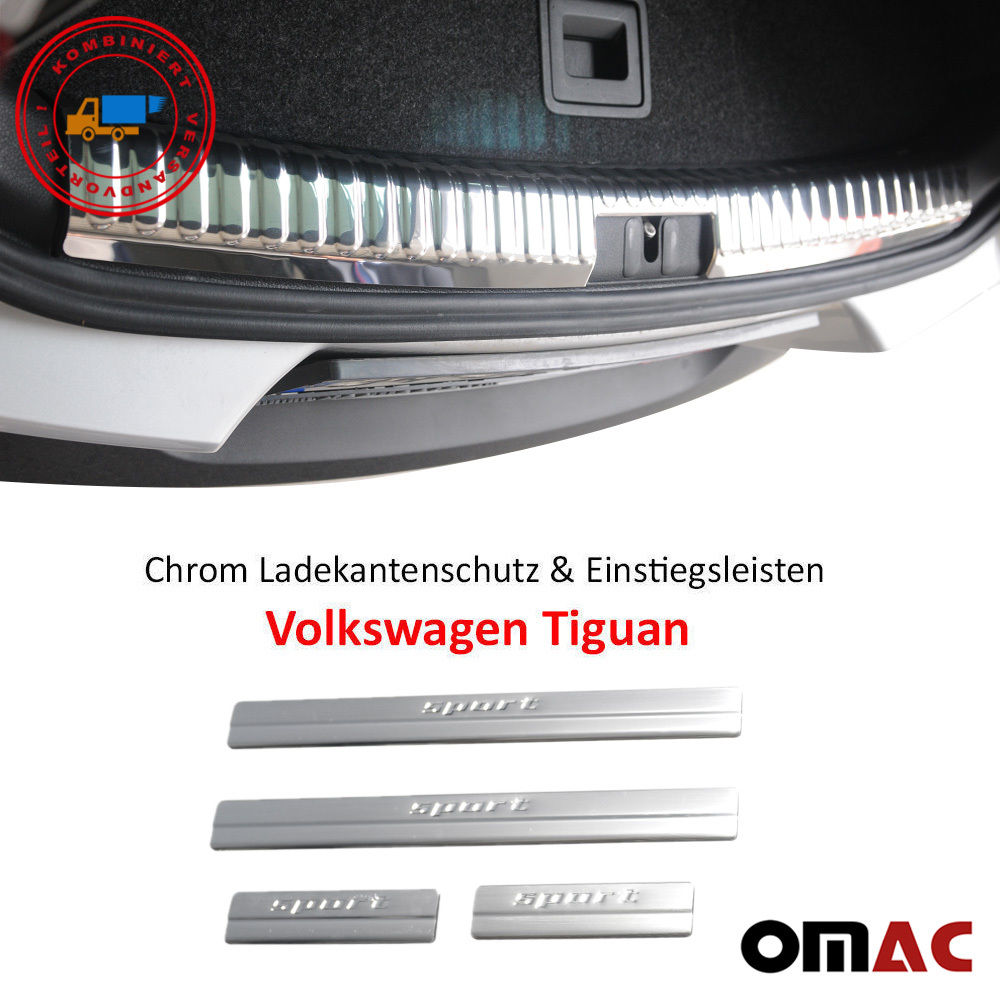 Für VW Tiguan 2007-2016 Chrom Ladekantenschutz & Einstiegsleisten Edel