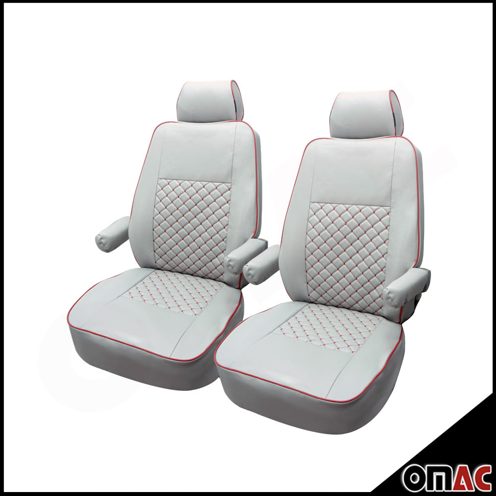 Kunstleder Sitzbezug Sitzbezüge Grau Leder für VW T5 T6 Multivan Carav
