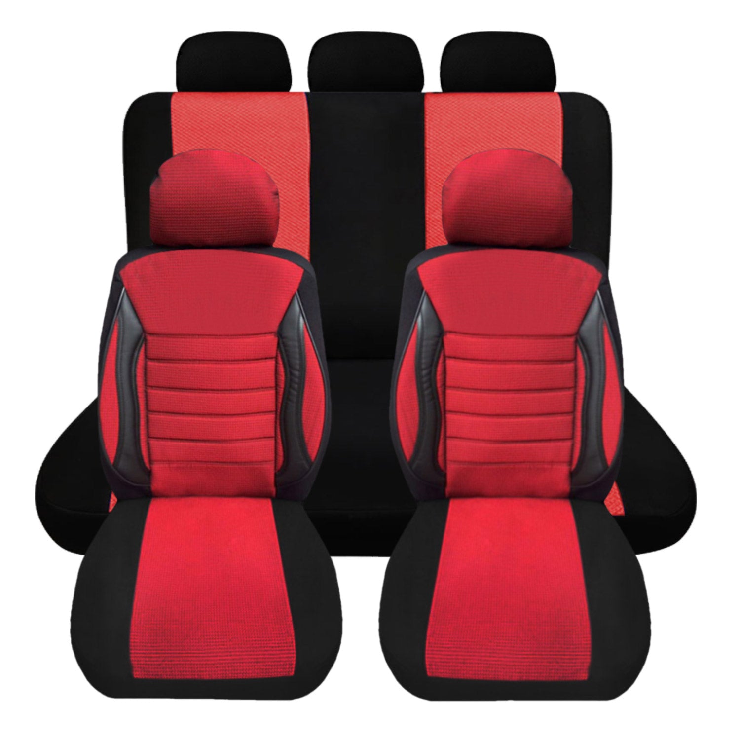 Sitzbezüge Schonbezüge für VW Golf Plus schwarz-rot V24 Vordersitze