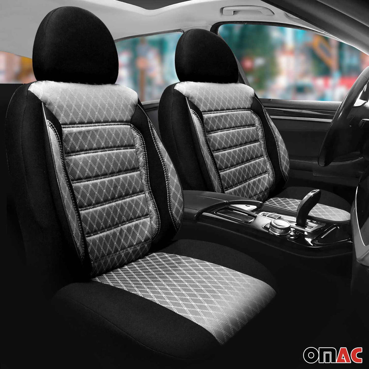 Sitzbezüge Schonbezüge für Alfa Romeo Giulia Giulietta Grau Schwarz 2 Sitz Vorne