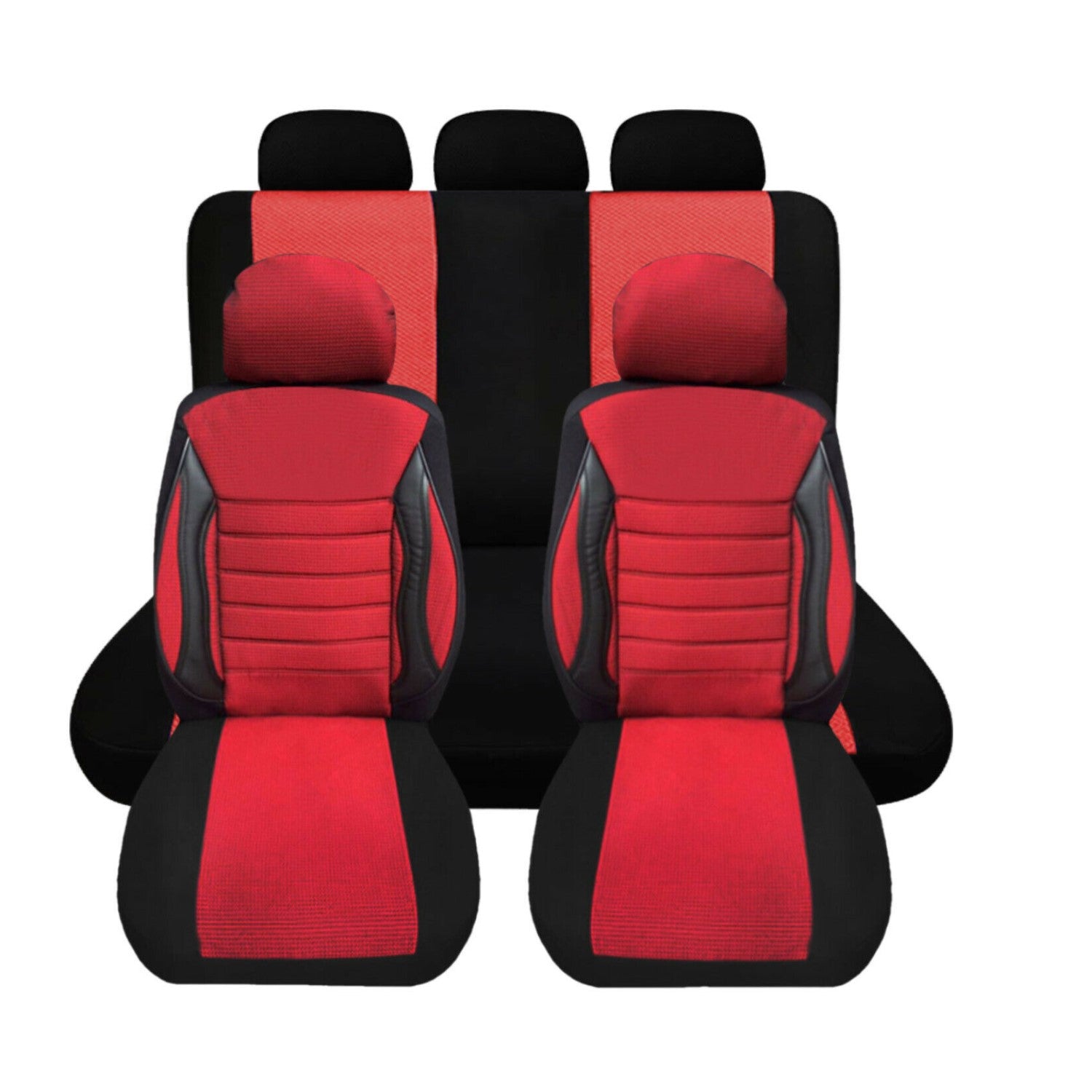 Sitzbezüge Schonbezüge für VW ID Buzz Auto Schwarz Rot 5 Sitz 1+1+3