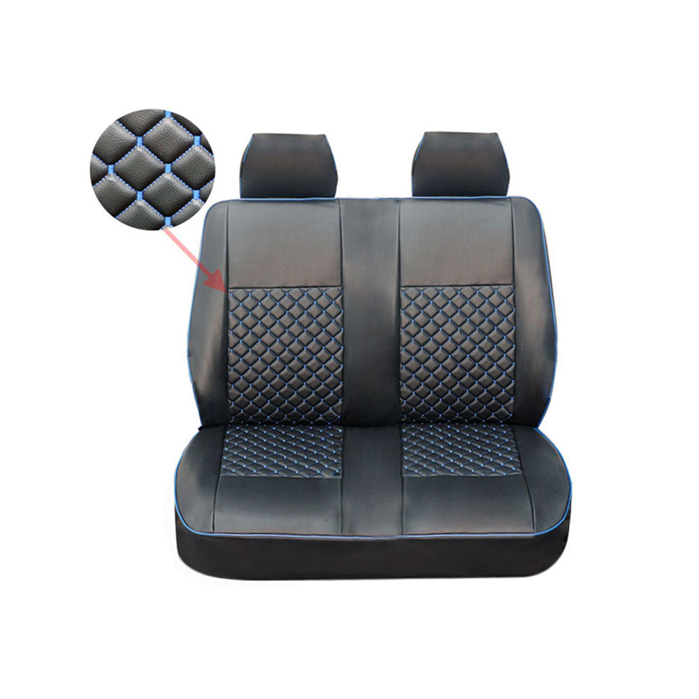 Für VW Transporter V T5 Schwarz Blau Leder Schonbezüge Sitzbezug Zwei