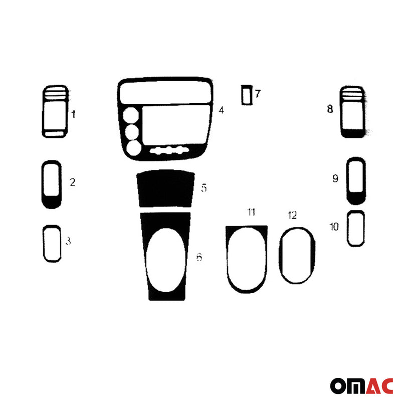 Innenraum Dekor Cockpit für Honda Civic 2001-2006 Piano Schwarz Optik 12tlg