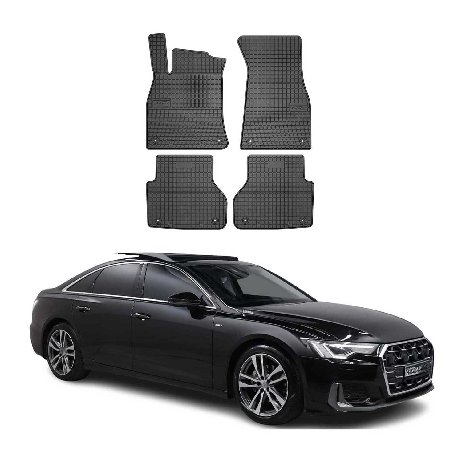 OMAC Gummi Fußmatten für Audi A6 Limo Avant Allroad C8 2018-2025 Gummi Schwarz