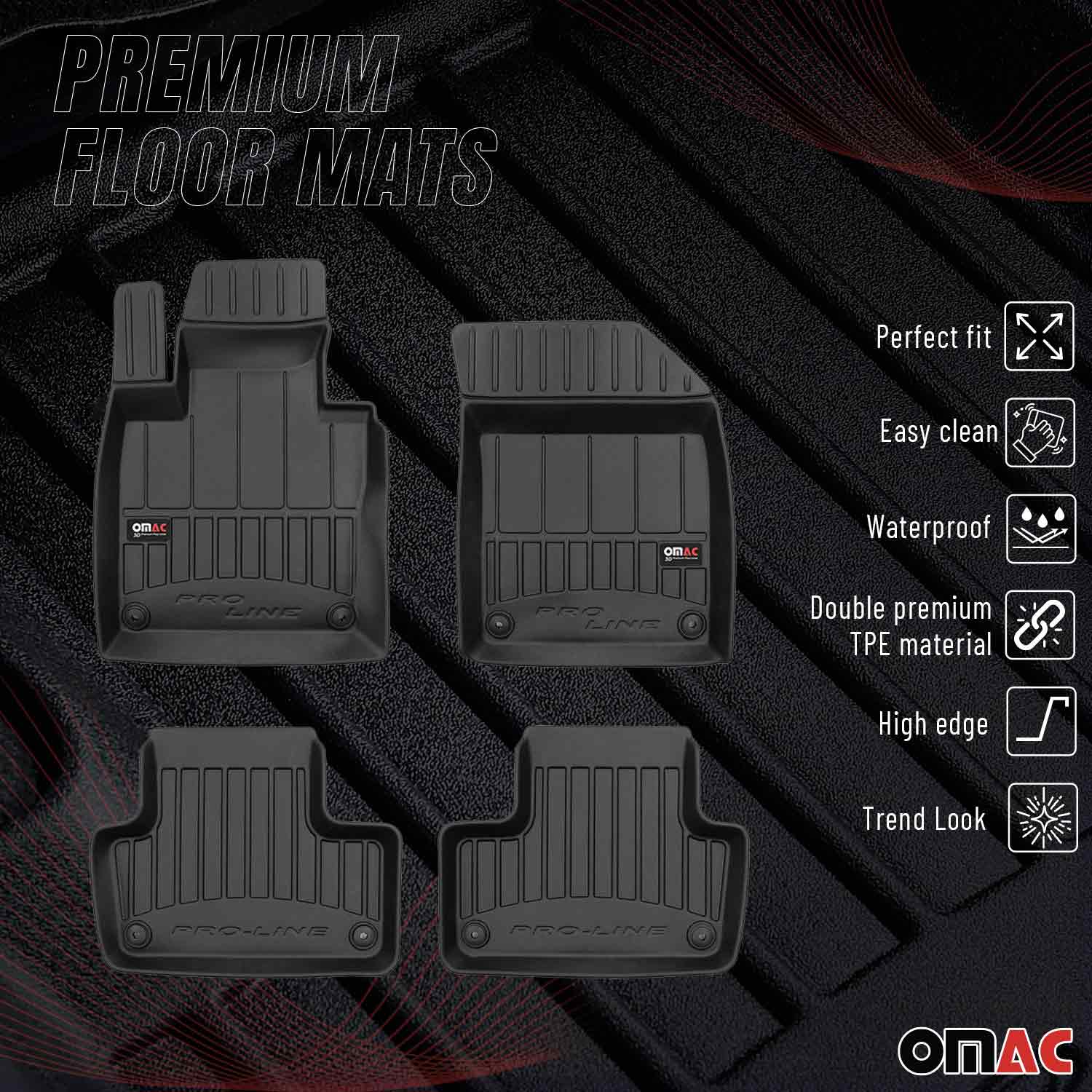 OMAC Gummi Fußmatten für Volvo XC60 2017-2024 Premium TPE Automatten Schwarz 4x