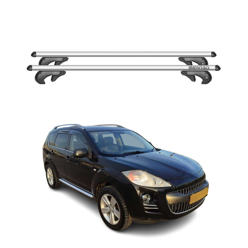 Menabo Dachträger Grundtäger für Peugeot 4007 2007-2012 90kg Alu Silber 2 tlg