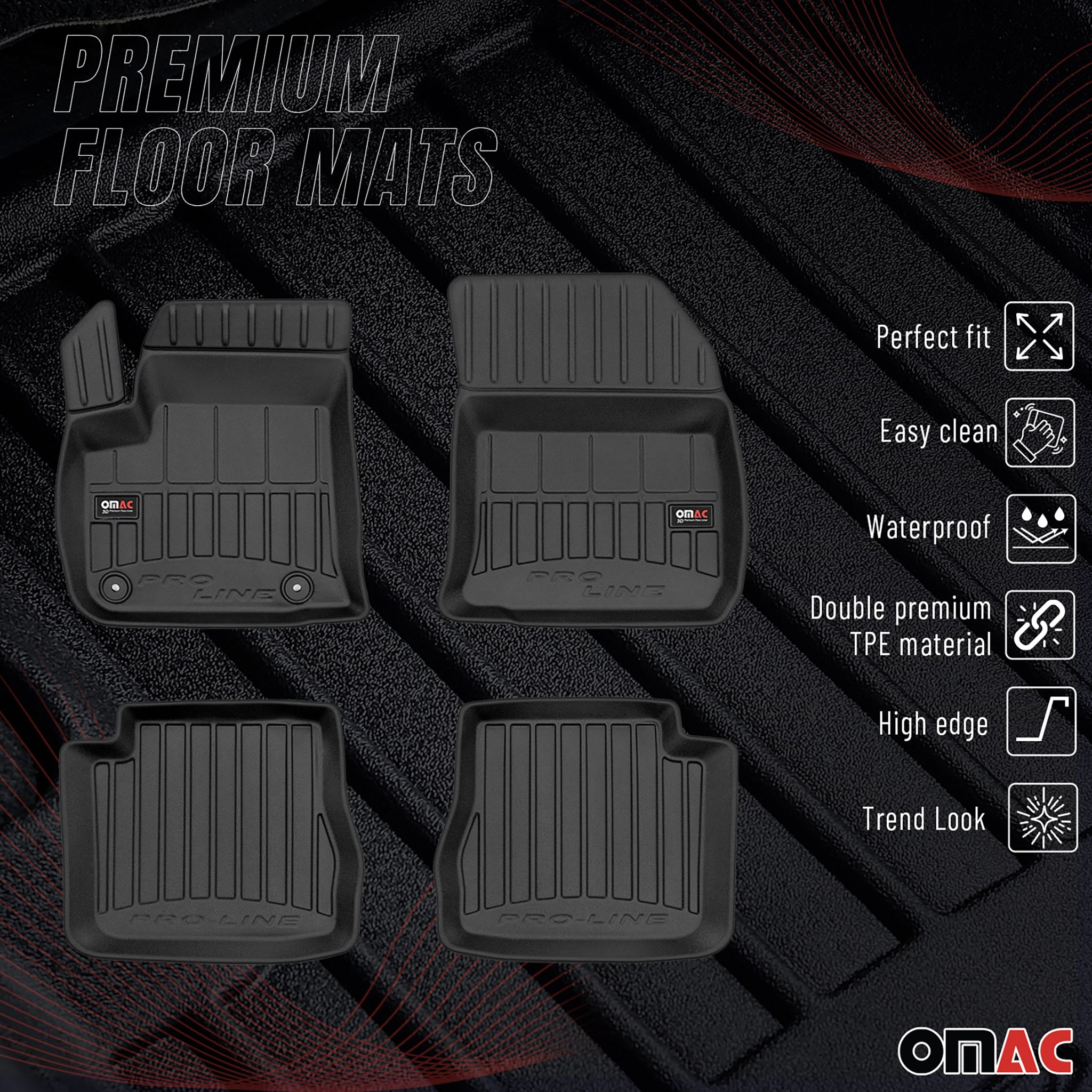 OMAC Gummi Fußmatten für Citroen C4 EV 2021-2026 Premium TPE Automatten 4tlg