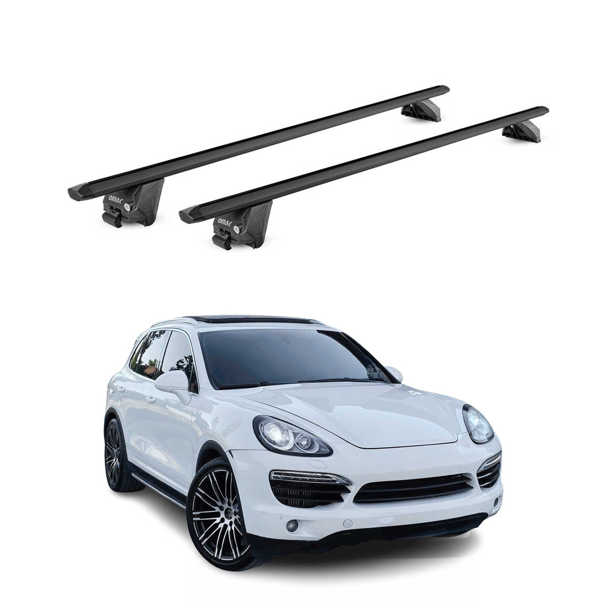 Dachträger Grundtäger für Porsche Macan 2015-2026 100kg Alu Schwarz 2 tlg ABE