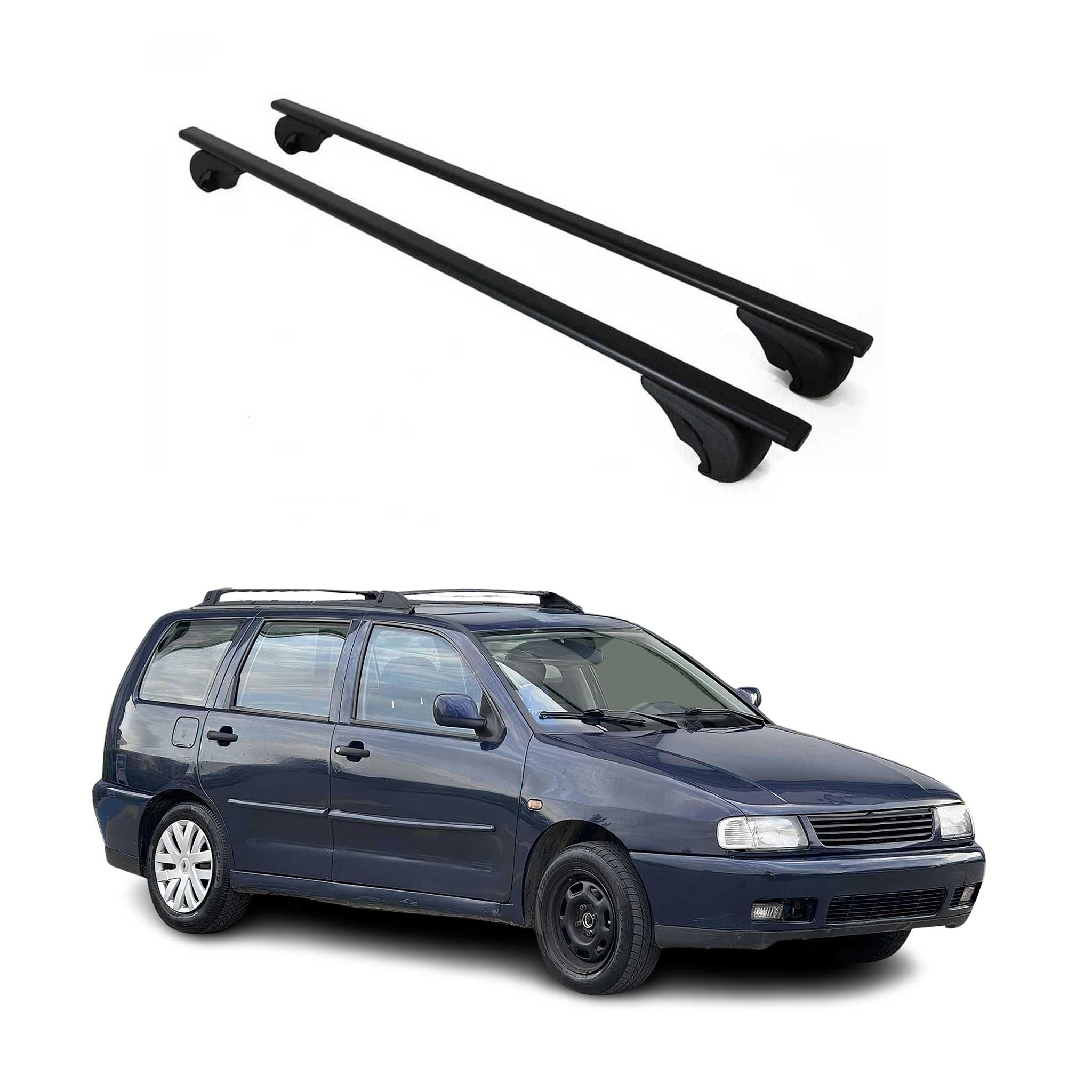 Dachträger Grundtäger für VW Polo Variant 1994-2002 75kg Metall Schwarz 2 tlg