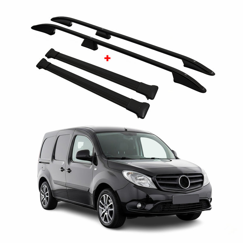 Dachreling + Dachträger für Renault Kangoo / Citan 2012-2021 Kurzer Alu Schwarz