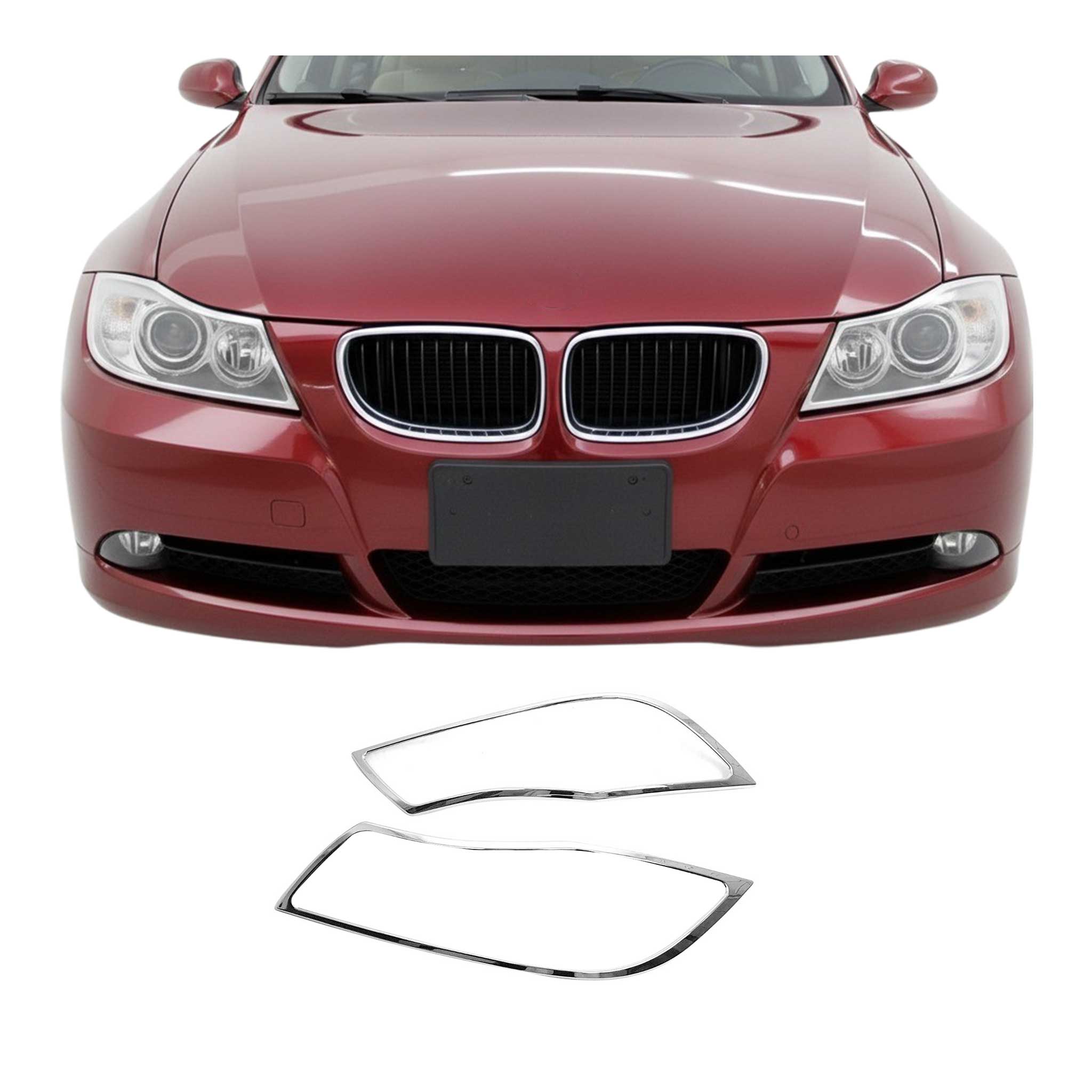 Frontlicht Rahmen Scheinwerfer Blende für BMW 3er E90 2005-2013 Chrom ABS 2x