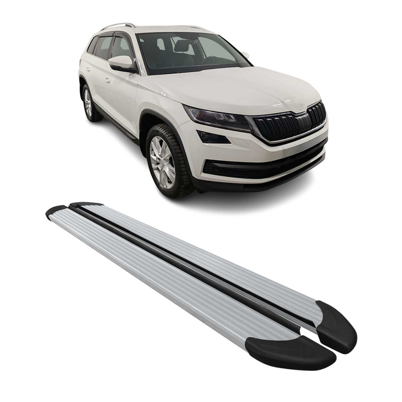 Seitenschweller Trittbretter Schweller für Skoda Kodiaq 2017-2023 Aluminium Grau