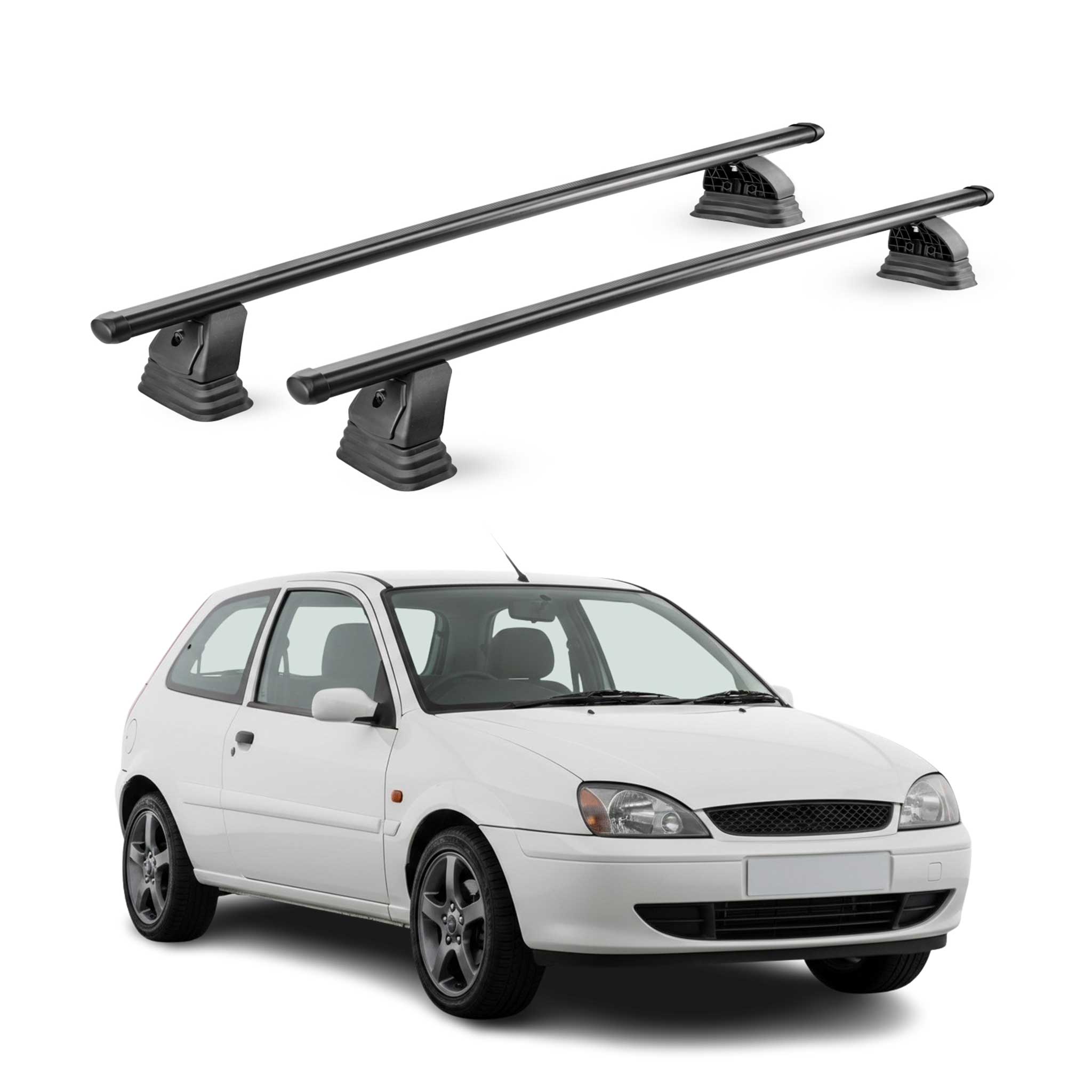 Stahl Dachträger für Ford Fiesta IV 1995-2002 3Tür TÜV 75 kg 2tlg Schwarz