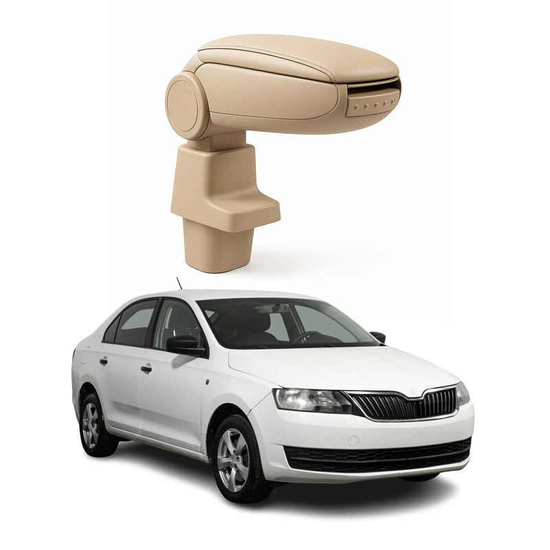 Mittelarmlehne Armlehne Mittelkonsole für Skoda Rapid 2012-2019 PU-Leder Beige