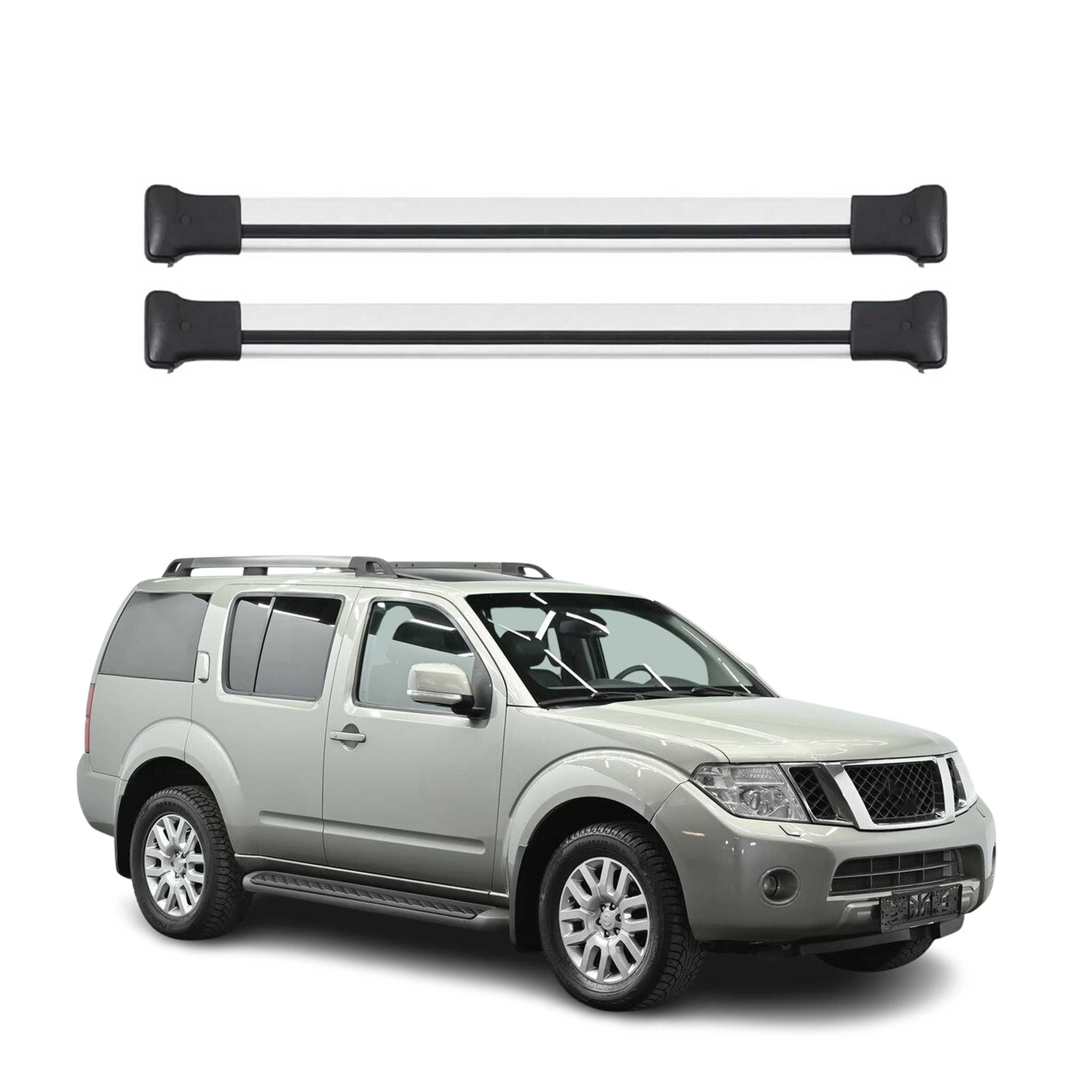 Dachträger Grundtäger für Nissan Pathfinder 2005-2013 75kg Alu Silber 2 tlg