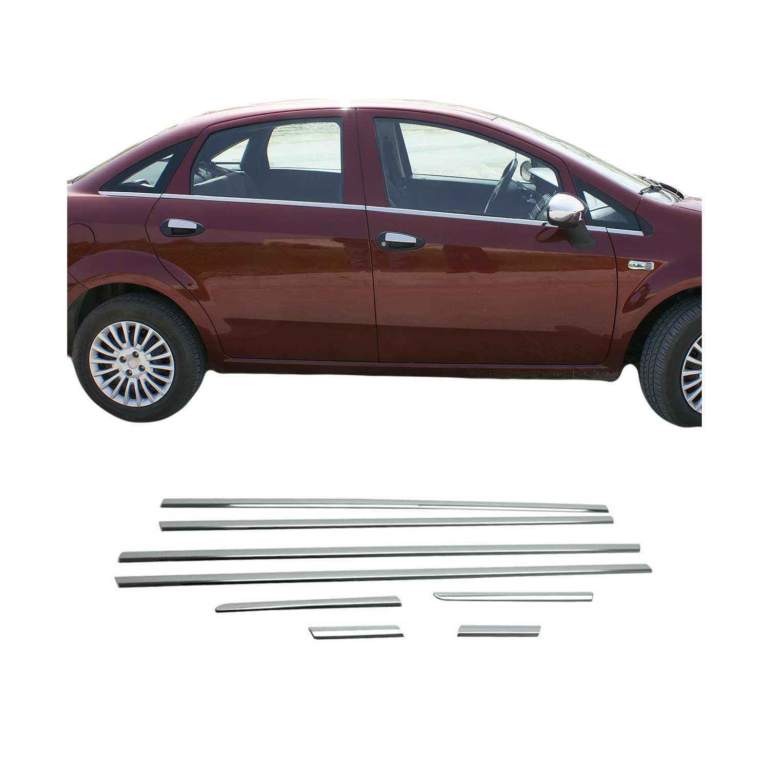 Fensterleisten Zierleisten für Fiat Linea 2006-2012 Edelstahl Chrom 8tlg