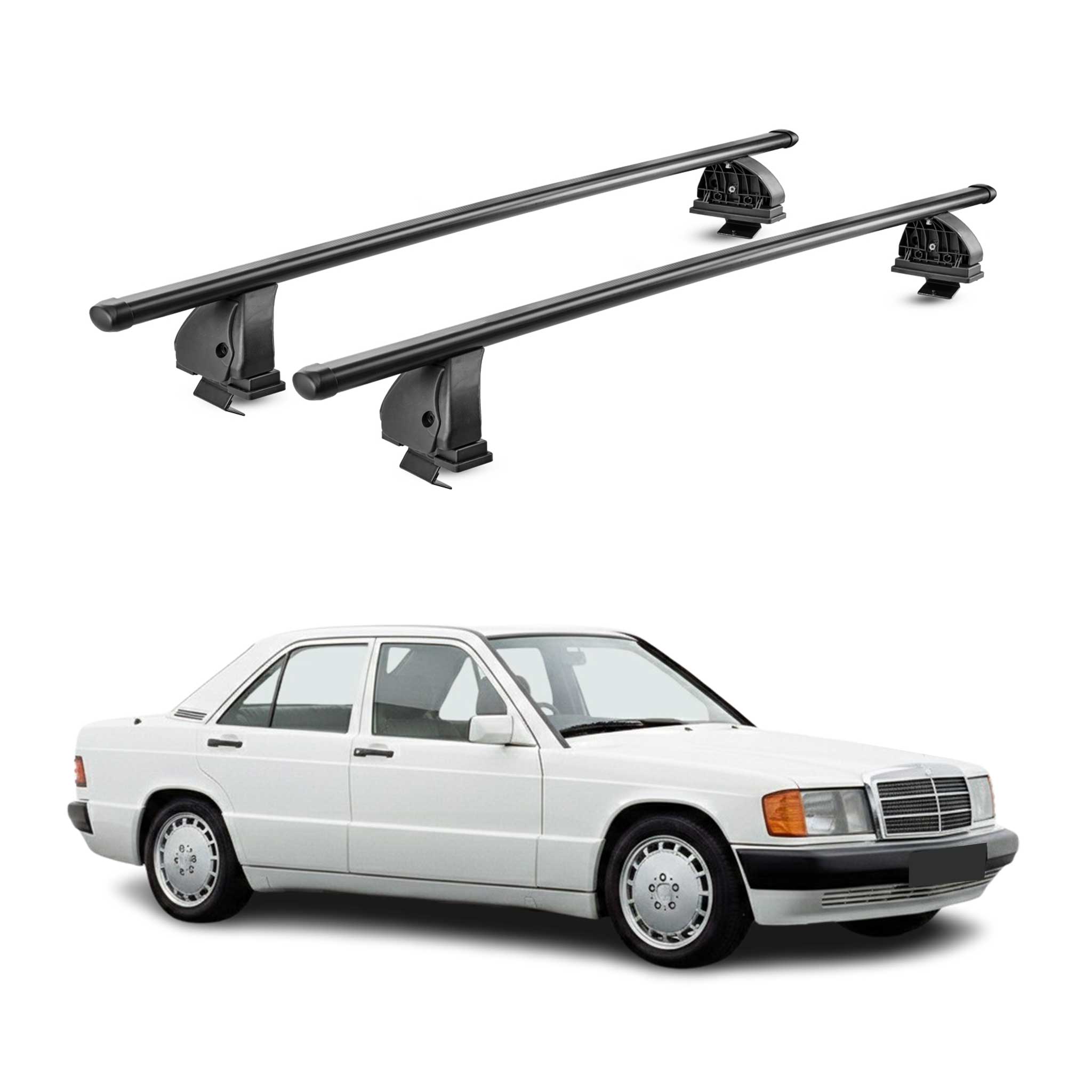 Stahl Dachträger für Mercedes 190 W201 1982-1993 TÜV Abschließbar 2tlg Schwarz
