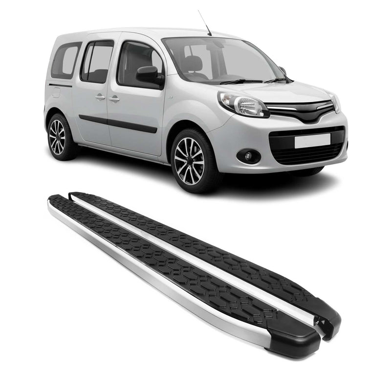 Alu Trittbretter Seitenschweller für Renault Kangoo 2008-2021 Schwarz Silber 2x