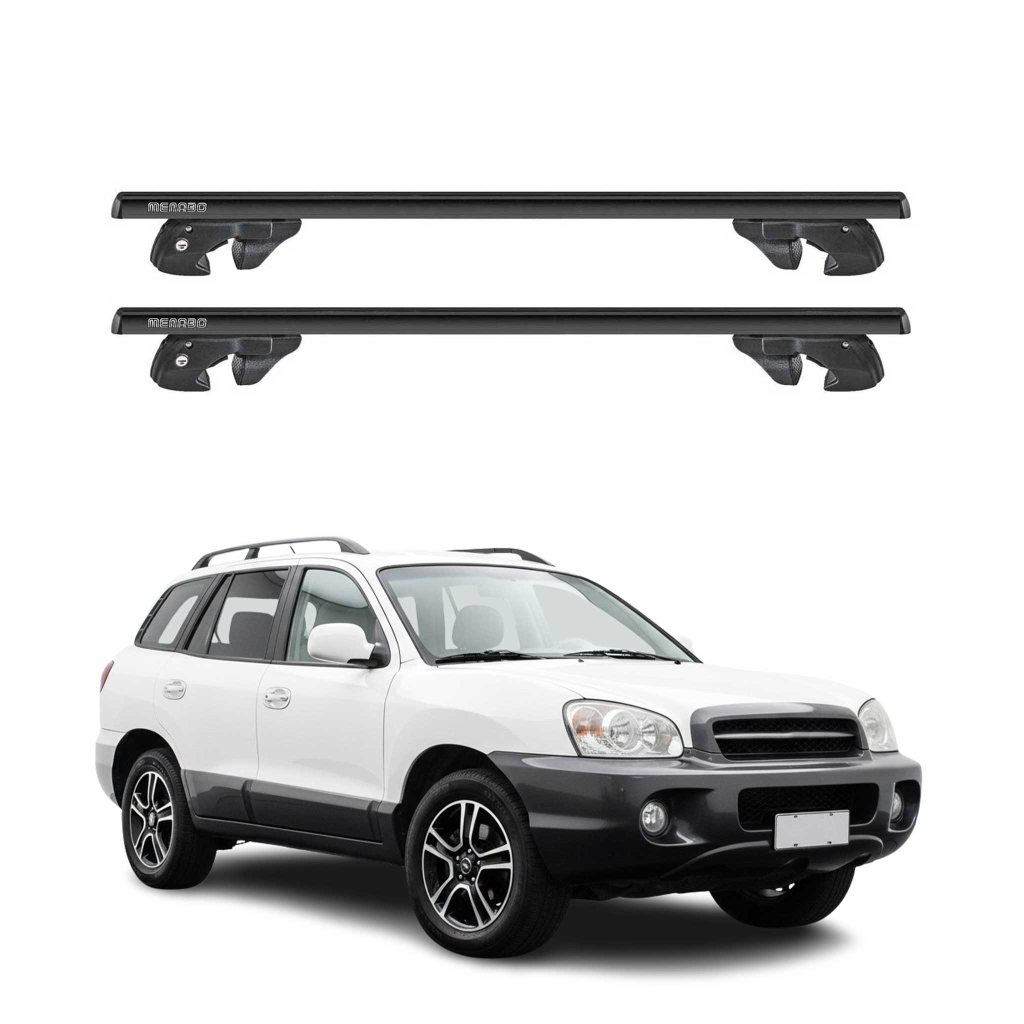 Dachträger Grundtäger für Hyundai Santa Fe I 2001-2006 Alu 90kg TÜV Schwarz 2tlg