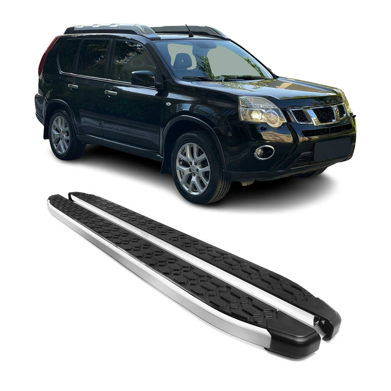 Alu Trittbretter Seitenschweller für Nissan X-Trail T31 2007-2014 Schwarz Silber
