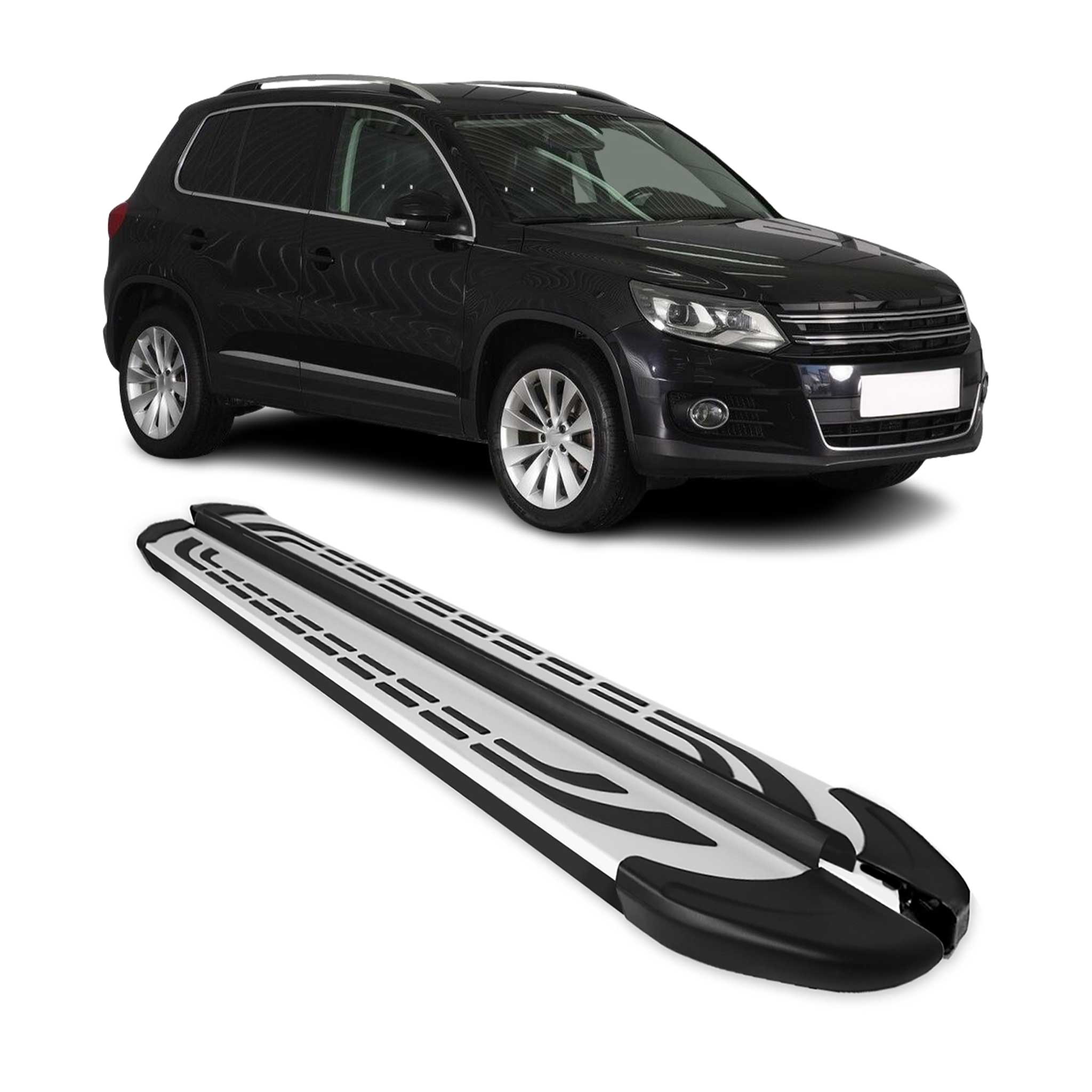 Trittbretter Seitenschweller Seitenbretter für VW Tiguan 2007-2016 Schwarz Alu
