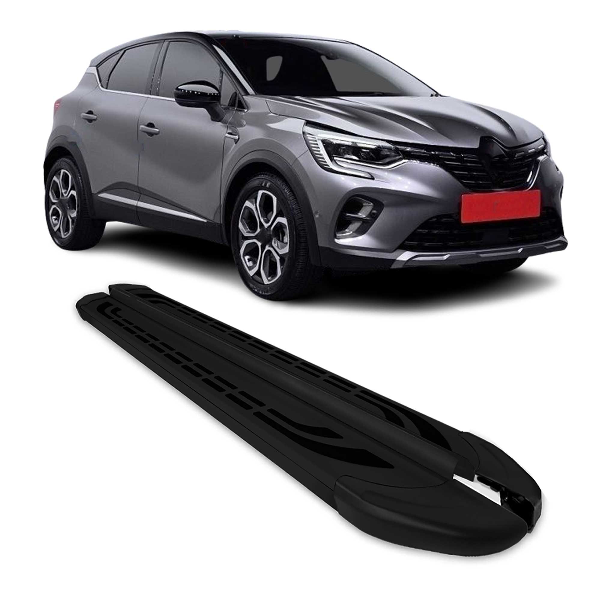 Trittbretter Seitenschweller für Renault Captur 2019-2026 Schwarz Aluminium 2x