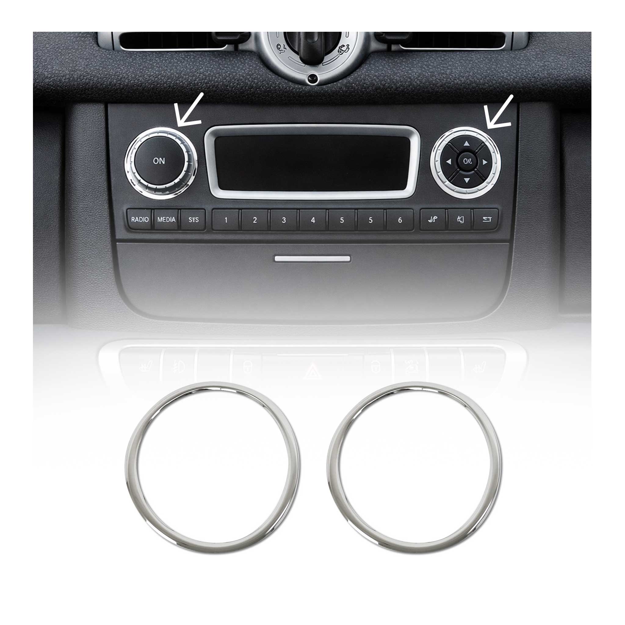 Schalterrahmen Blende für Smart ForTwo 451 2009-2014 Edelstahl Chrom 2tlg