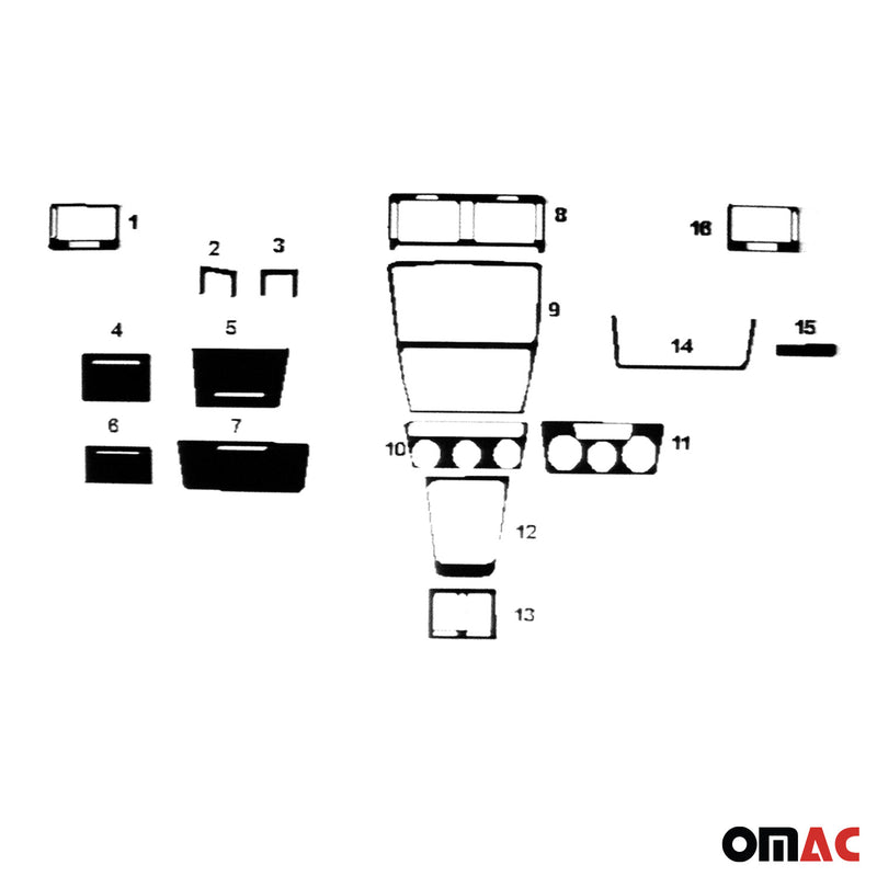 Innenraum Dekor Cockpit für Skoda Octavia 2004-2009 Carbon Optik 16tlg