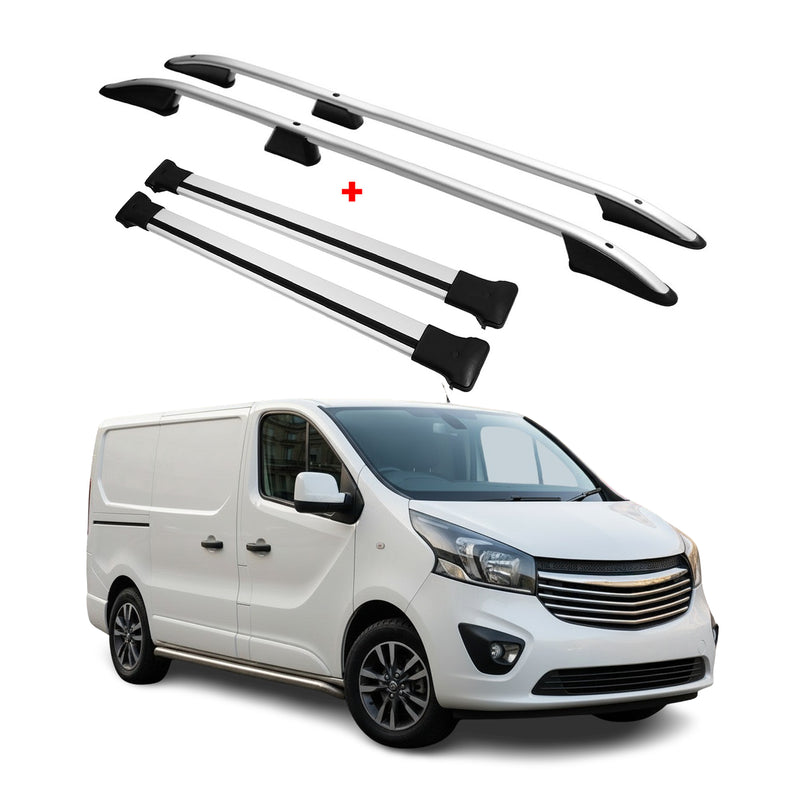Dachreling + Dachträger für Opel Vivaro Renault Trafic 2014-2020 Kurzer Alu Grau