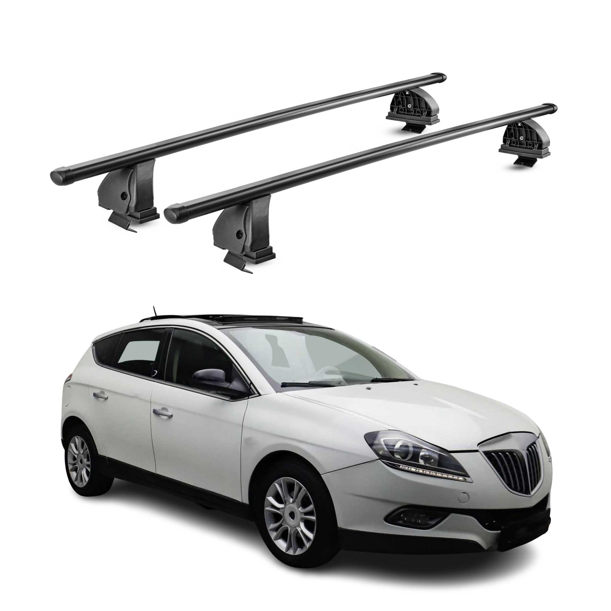 Stahl Dachträger für Lancia Delta III 2008-2014 TÜV Abschließbar 2tlg Schwarz