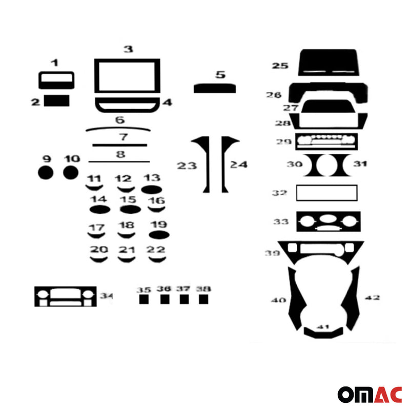 Innenraum Dekor Cockpit für Citroen Berlingo 2008-2018 Aluminium Optik 42tlg