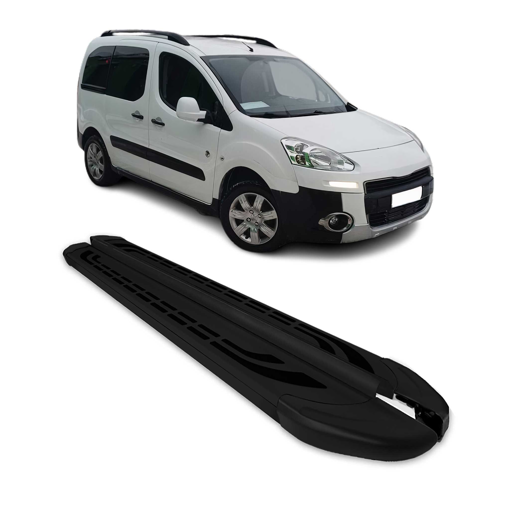 Trittbretter Seitenschweller für Peugeot Partner Tepee 2008-18 Alu Schwarz