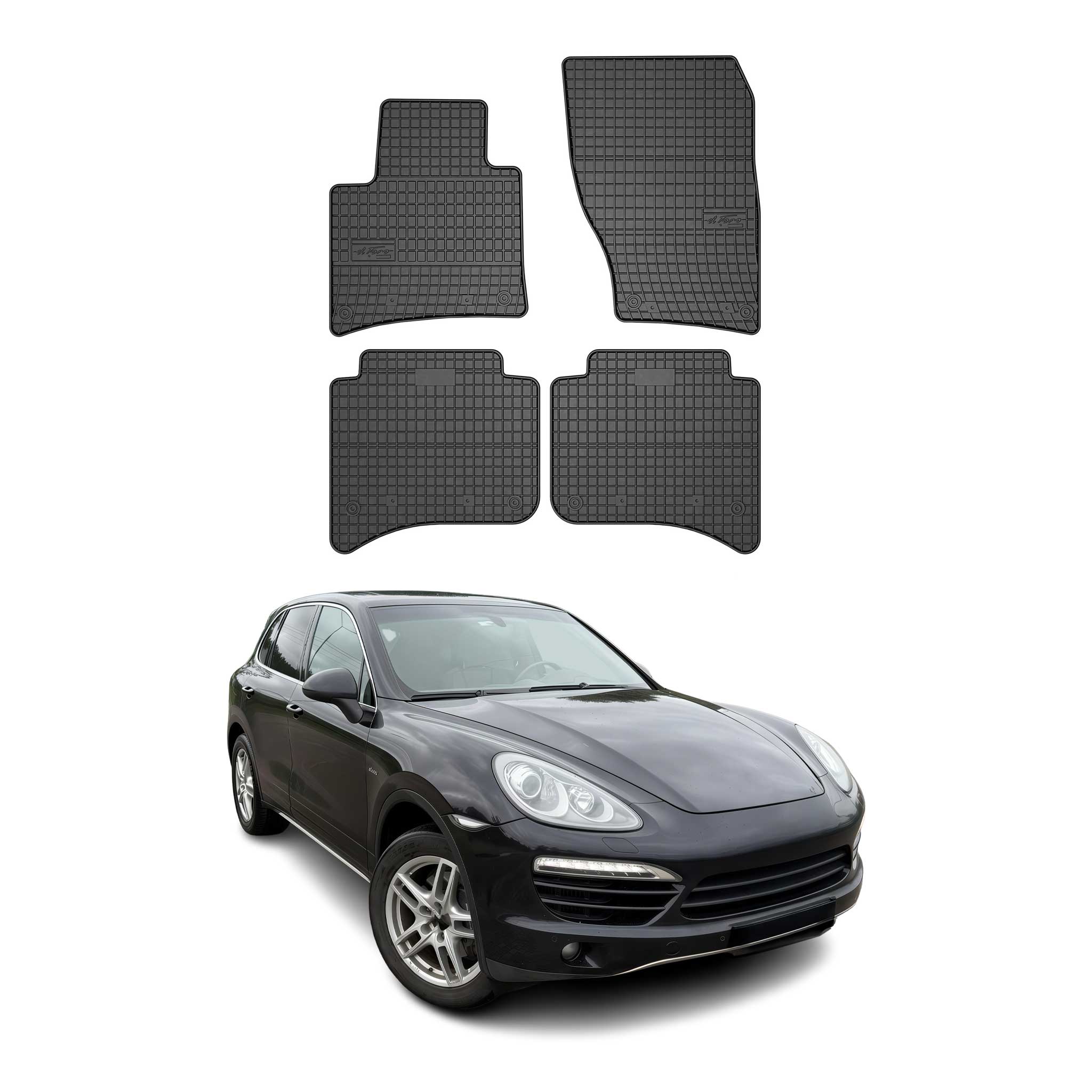 OMAC Gummi Fußmatten für Porsche Cayenne 2010-2017 Automatten TPE Schwarz 4x