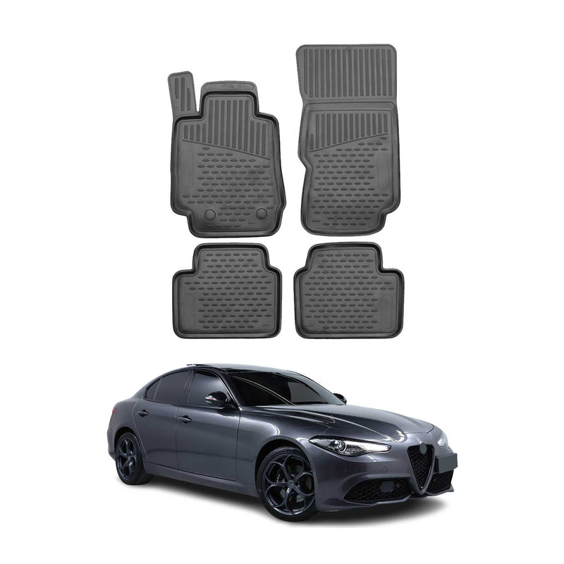 OMAC Gummimatten Fußmatten für Alfa Romeo Giulia 4 2015-2025 TPE Schwarz 4x