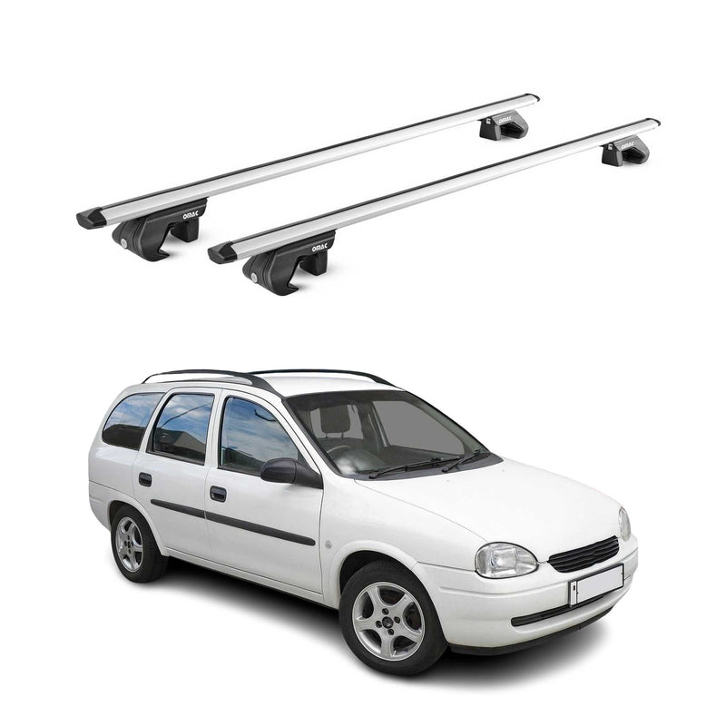 Dachträger Grundtäger für Opel Corsa B Kombi 1993-2000 90kg Alu Silber 2 tlg ABE