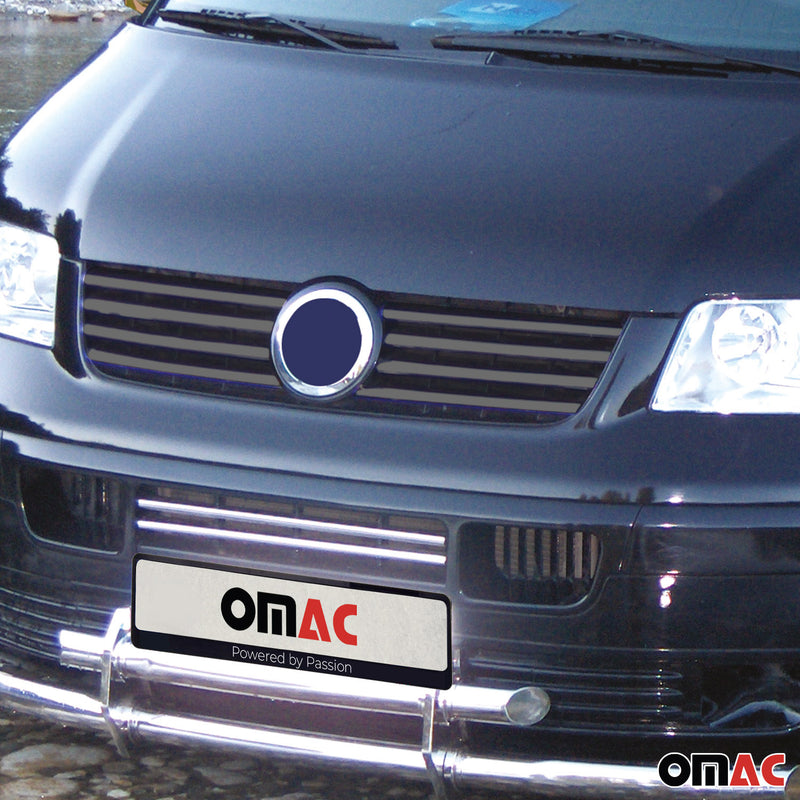 Kühlergrill Leisten Grillleisten für VW Transporter T5 2003-2009 Chrom Dunkel 8x