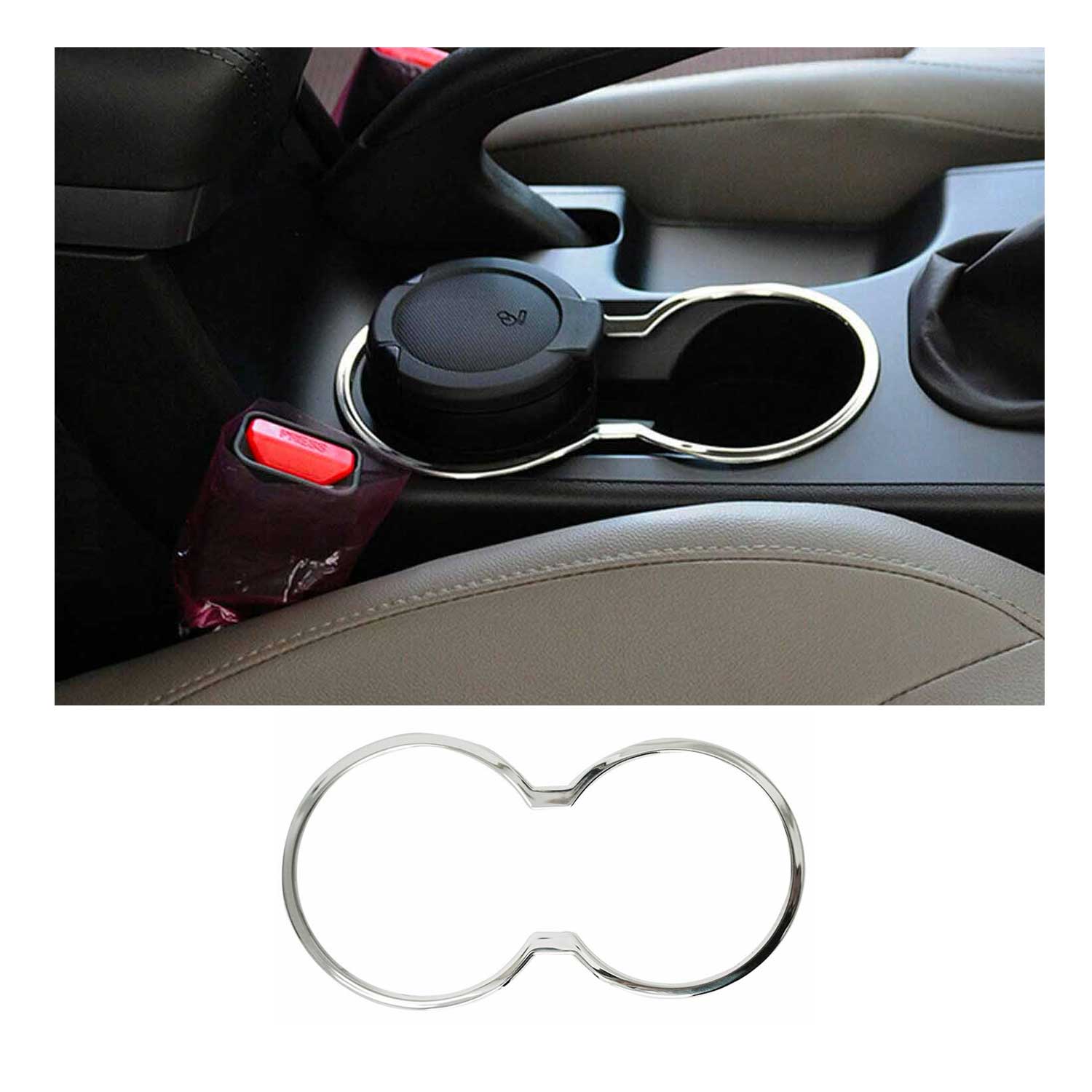 Getränkehalter Rahmen Cupholder für Hyundai ix35 2010-2015 Edelstahl Chrom 1tlg