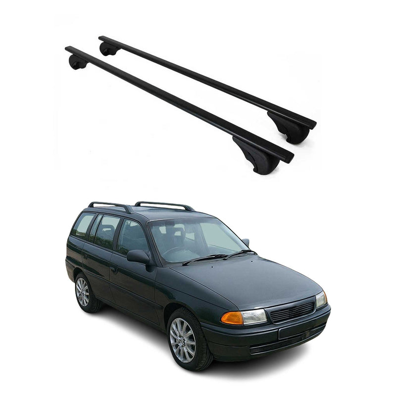 Dachträger Grundtäger für Opel Astra Caravan 1991-1998 75kg Metall Schwarz 2 tlg