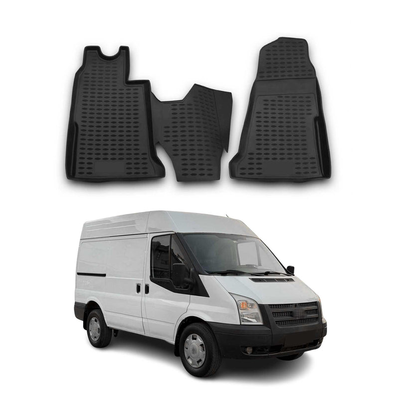 OMAC Gummimatten Fußmatten für Ford Transit 2006-2014 TPE Automatten Schwarz 2x