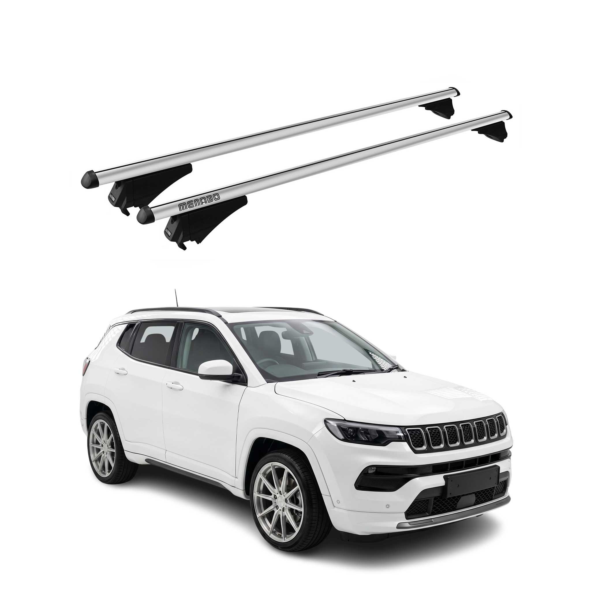 Menabo Dachträger Grundtäger für Jeep Compass III 2025-2026 75kg Alu Silber 2tlg