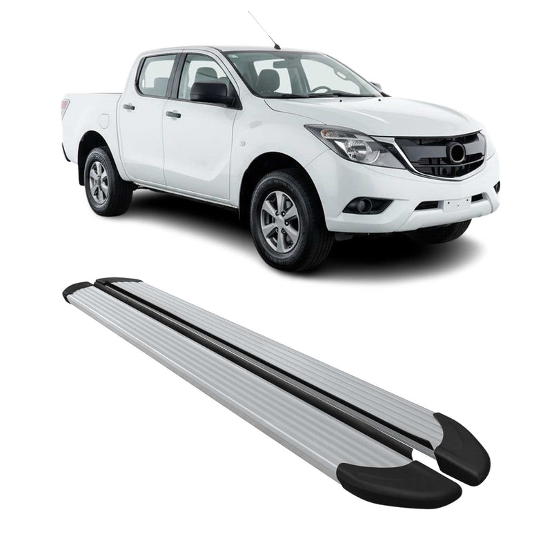 Seitenschweller Trittbretter für Mazda BT-50 DoubleCab 2011-2020 Aluminium Grau