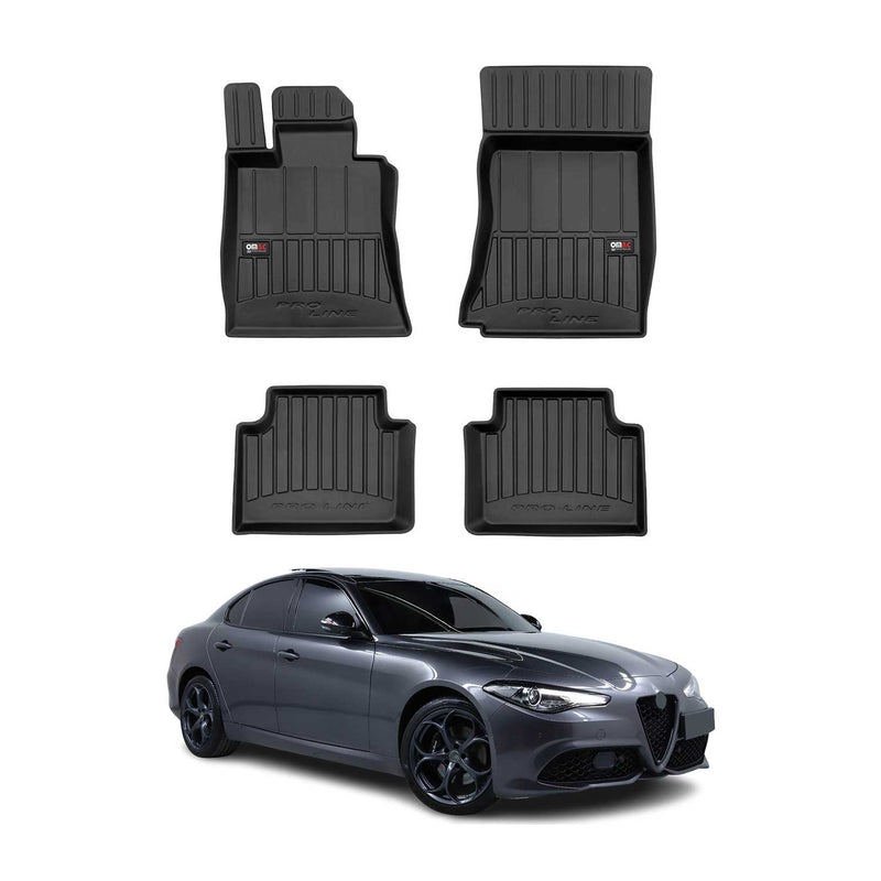 OMAC Gummi Fußmatten für Alfa Romeo Giulia 2015-2025 RWD Premium TPE Schwarz 4x