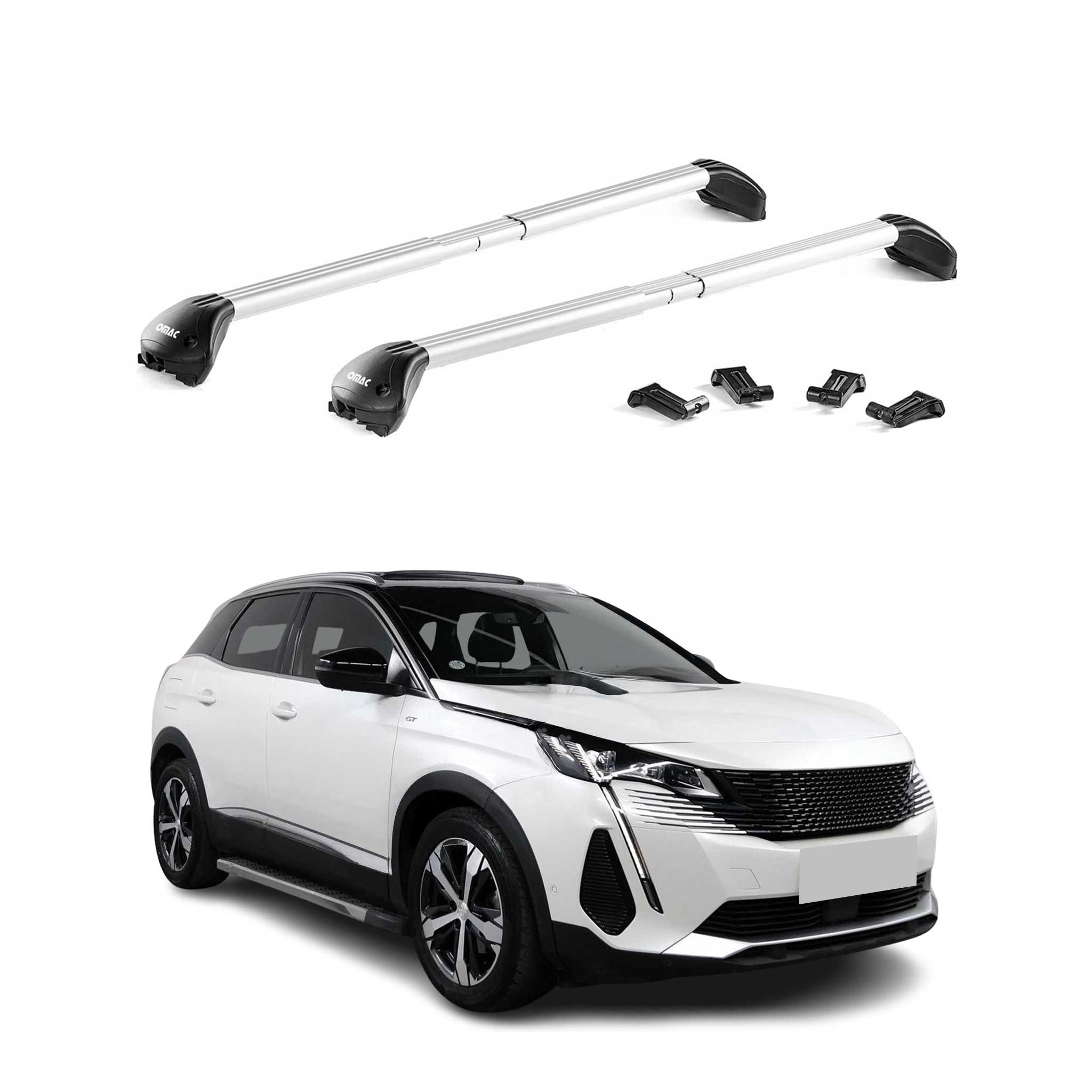 Dachträger Grundtäger für Peugeot 3008 2016-2024 100kg Alu Silber 2 tlg ABE