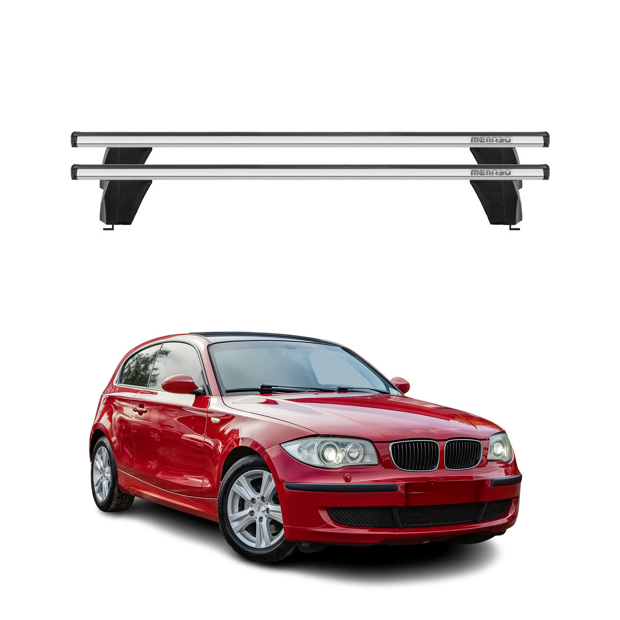 Menabo Dachträger für BMW 1er E87 E81 2004-2011 75kg Alu Grau 2x