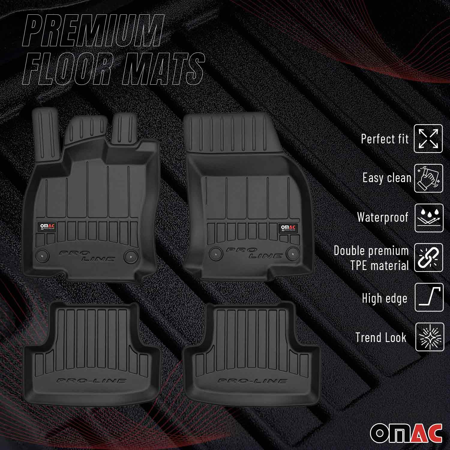 OMAC Gummi Fußmatten für Audi Q2 2017-2026 Premium TPE 3D Automatten Schwarz 4x