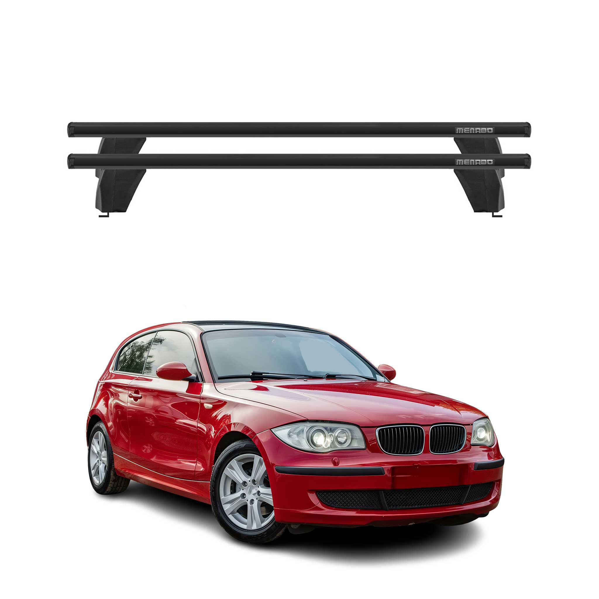Menabo Dachträger für BMW 1er E87 E81 2004-2011 75kg Schwarz Alu 2x