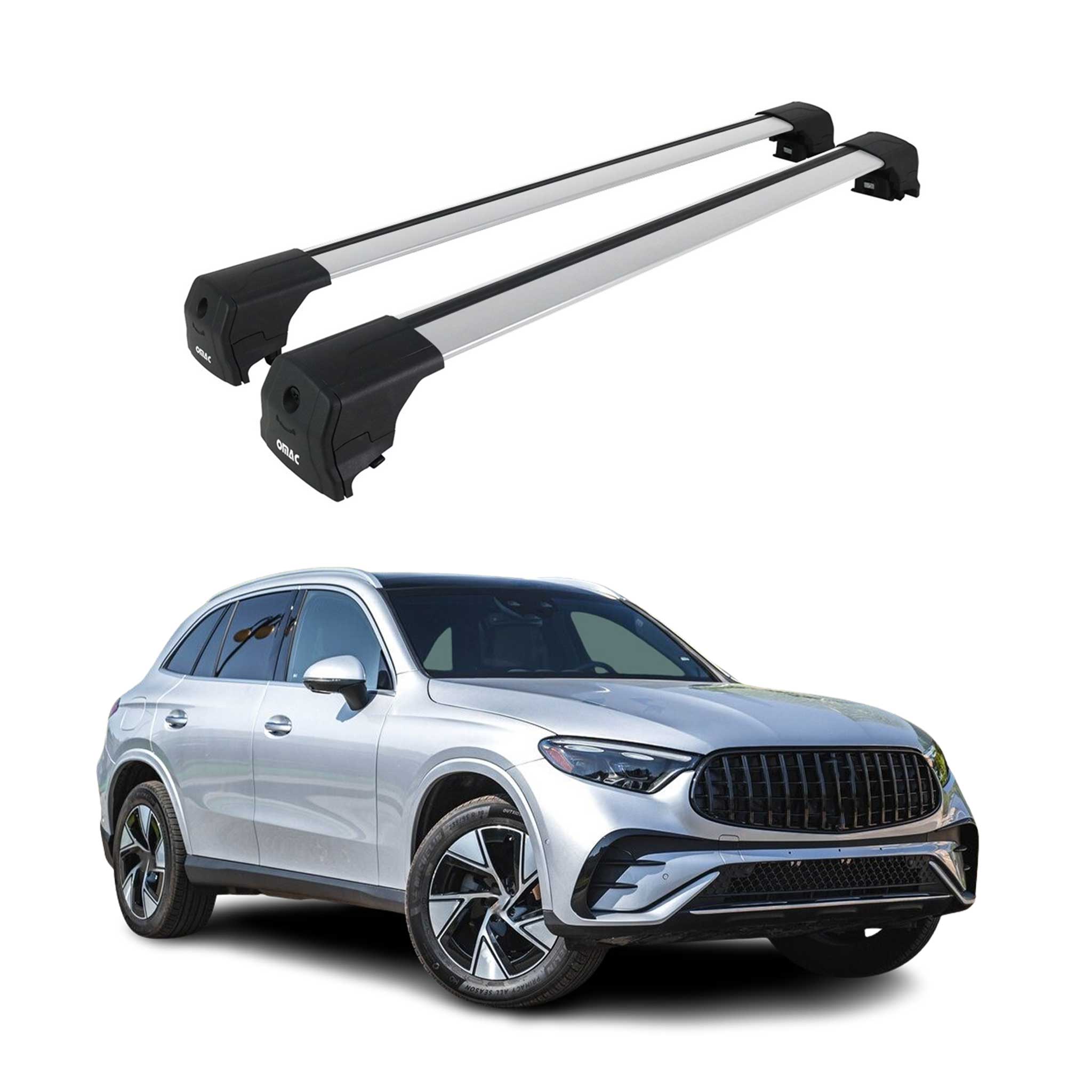 Dachträger Grundtäger für Mercedes GLC X254 2022-2026 Aluminium Silber 2 tlg