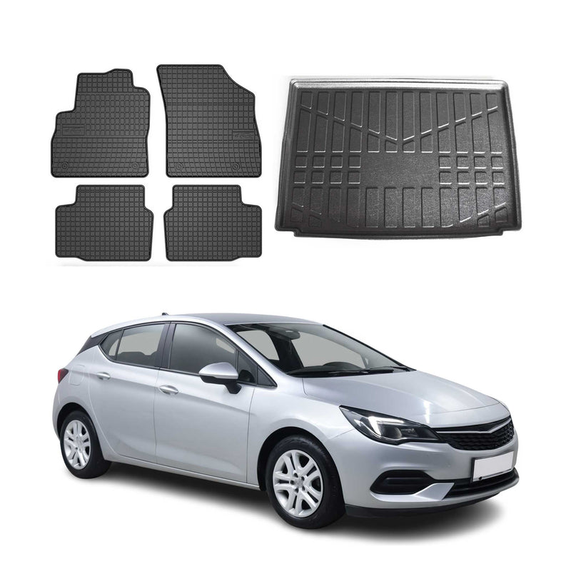 Fußmatten & Kofferraumwanne Set für Opel Astra K 2015-2021 Obere Gummi TPE 5x