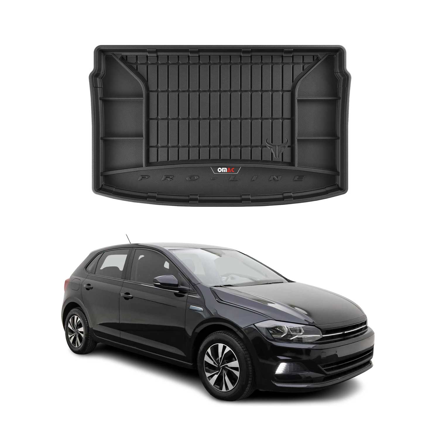 OMAC Gummi Kofferraumwanne für VW Polo 2017-2026 TPE Laderaumwanne Schwarz